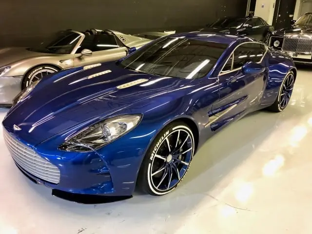 Blue Aston Martin One-77 after paint correction