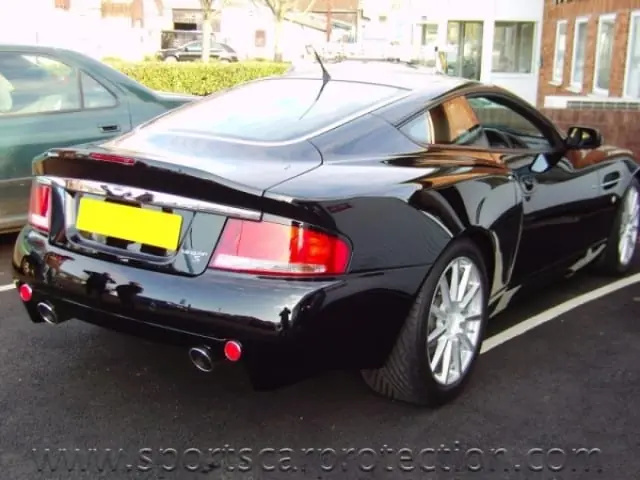 Black Aston Martin Vanquish S after paint correction and ceramic coating