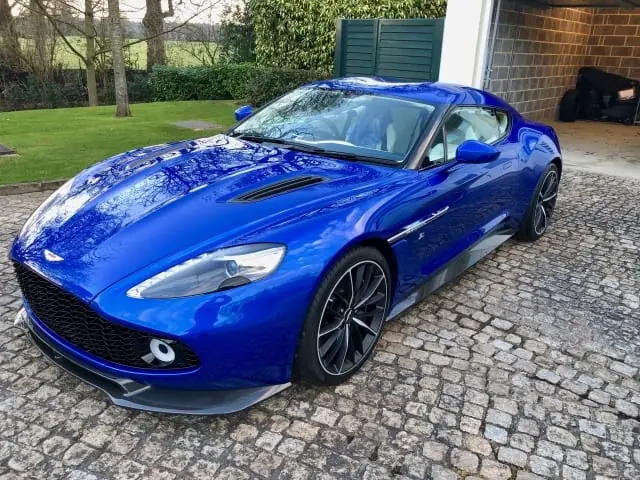 Blue Aston Martin Vanquish Zagato with new car ceramic paint protection