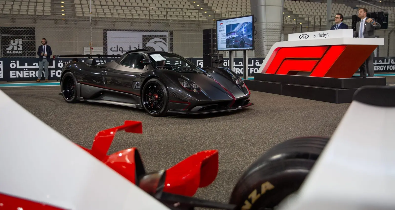 Hypercar on an RM Sotheby's auction stand