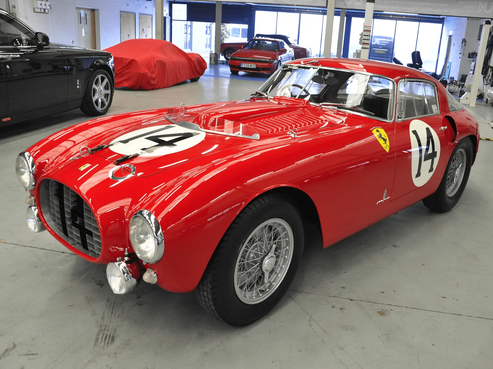 Red Ferrari 375 MM prepared for auction